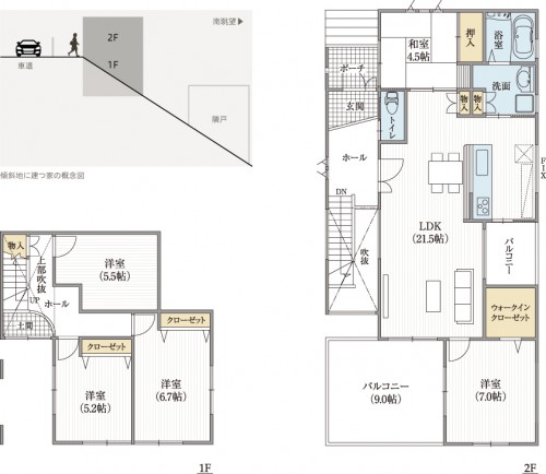 35坪4LDK|2階リビングでオシャレに