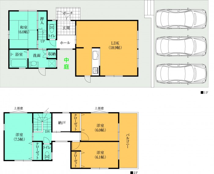 50坪4LDK 2階建ての間取り