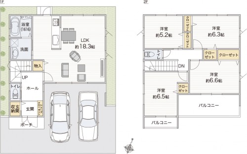 30坪3階建て4LDKの間取りプラン実例