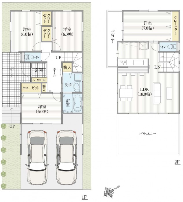 延床35坪、2階リビング間取り_01