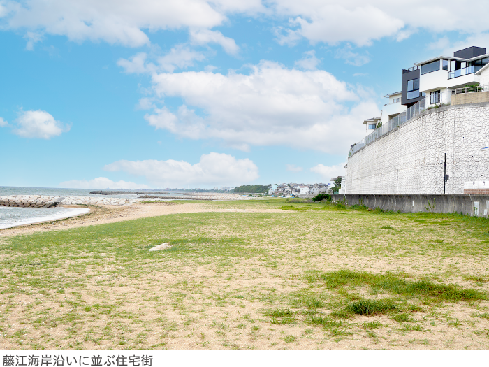 藤江海岸ぞいに見える住宅街