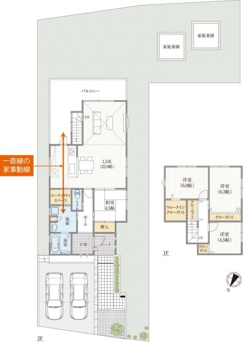 30坪台/4LDKの2階リビングおしゃれ間取り