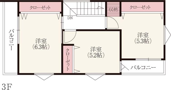 3階建4LDKの3階間取り